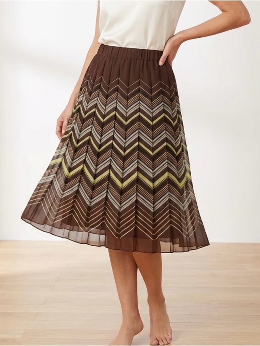 Harold’s 💯% Silk Skirt Sz 6🌹 Pleated 🦋 Striped